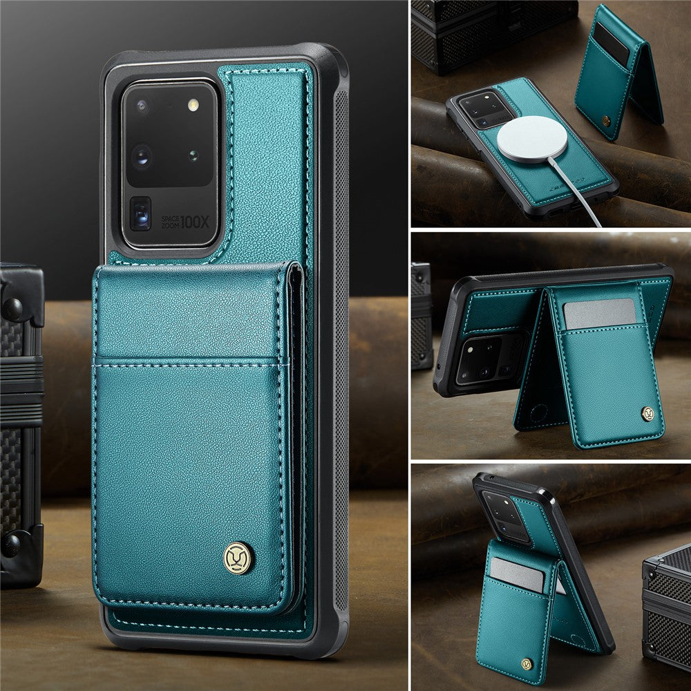 JEEHOOD For Samsung Galaxy S20 Ultra Leather Back Cover Magnetic Case  J06 Phone Case with Card Bag RFID Blocking