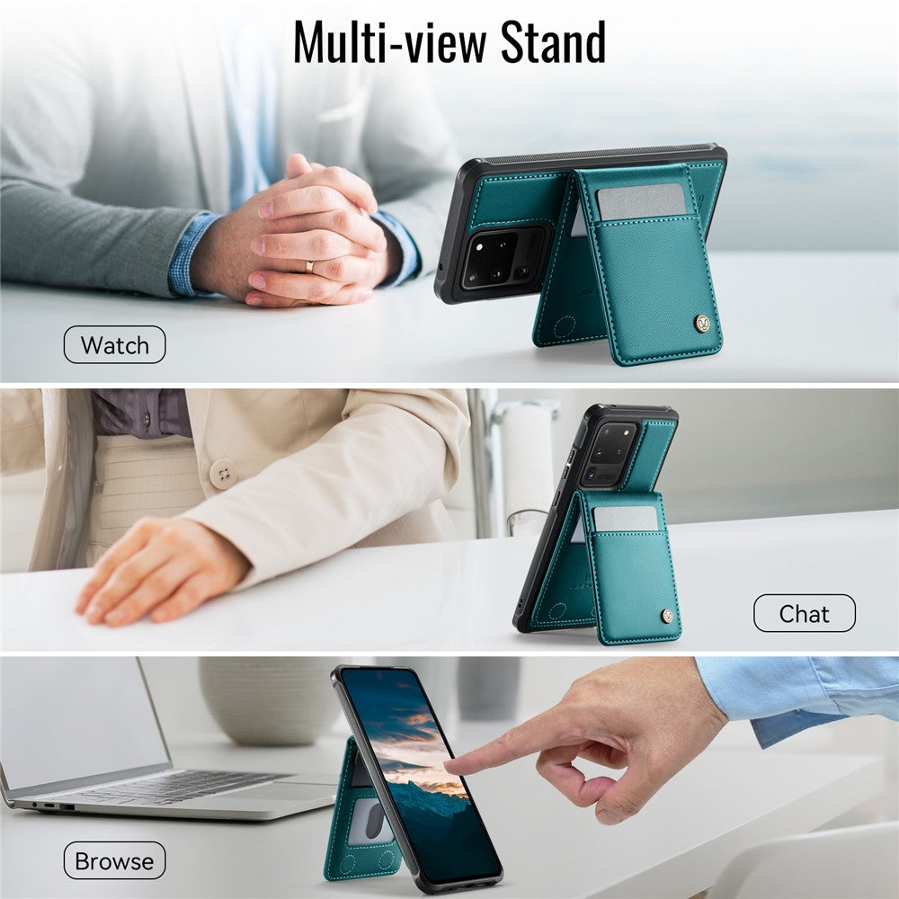 JEEHOOD For Samsung Galaxy S20 Ultra Leather Back Cover Magnetic Case  J06 Phone Case with Card Bag RFID Blocking