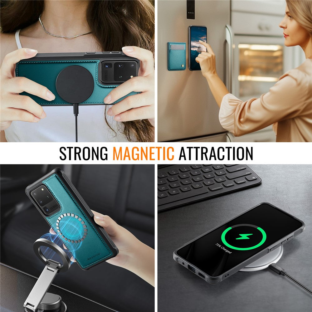 JEEHOOD For Samsung Galaxy S20 Ultra Leather Back Cover Magnetic Case  J06 Phone Case with Card Bag RFID Blocking