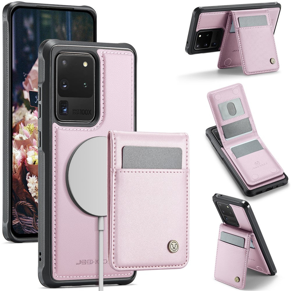JEEHOOD For Samsung Galaxy S20 Ultra Leather Back Cover Magnetic Case  J06 Phone Case with Card Bag RFID Blocking