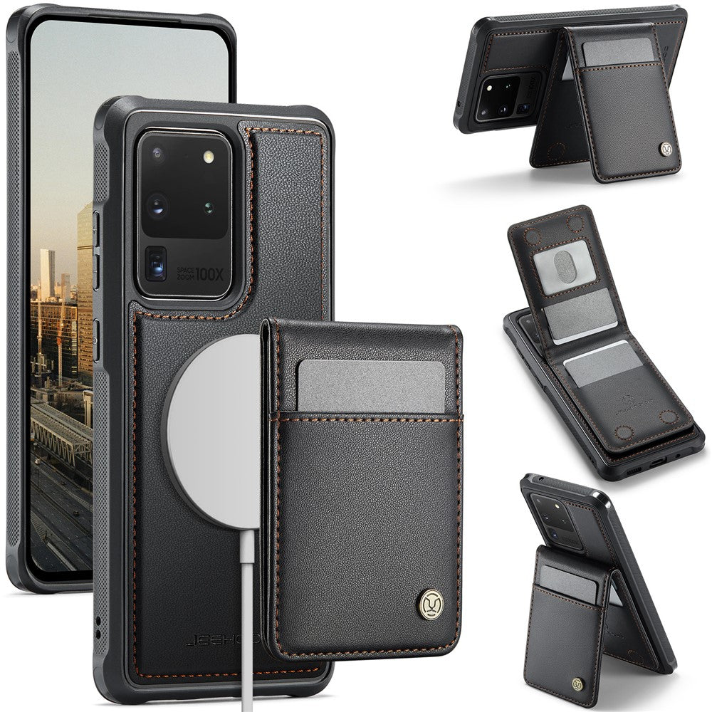 JEEHOOD For Samsung Galaxy S20 Ultra Leather Back Cover Magnetic Case  J06 Phone Case with Card Bag RFID Blocking