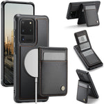 JEEHOOD For Samsung Galaxy S20 Ultra Leather Back Cover Magnetic Case  J06 Phone Case with Card Bag RFID Blocking