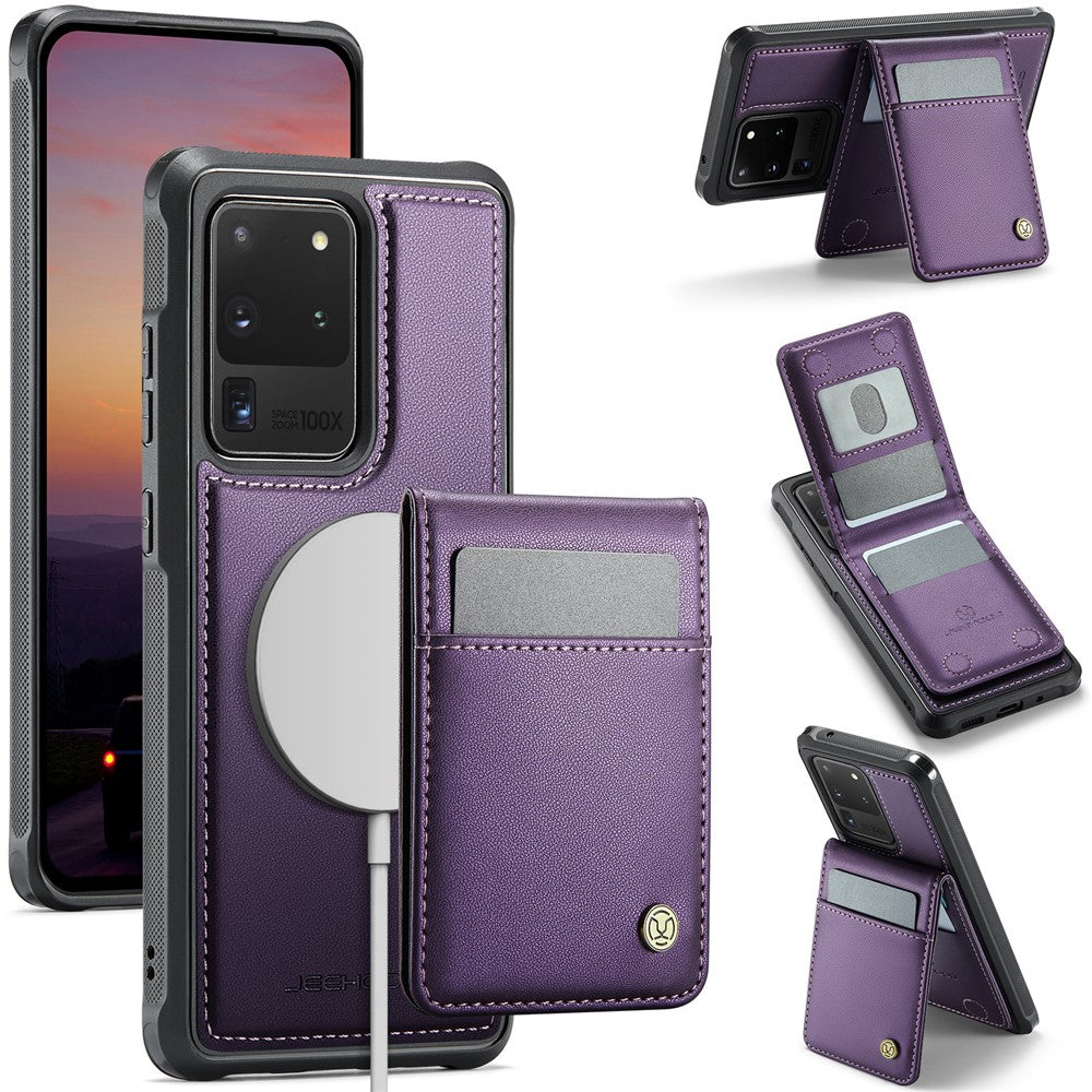 JEEHOOD For Samsung Galaxy S20 Ultra Leather Back Cover Magnetic Case  J06 Phone Case with Card Bag RFID Blocking