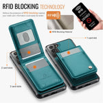 JEEHOOD For Samsung Galaxy S21 4G Leather Back Cover Magnetic Case  J06 Phone Case with Card Bag RFID Blocking