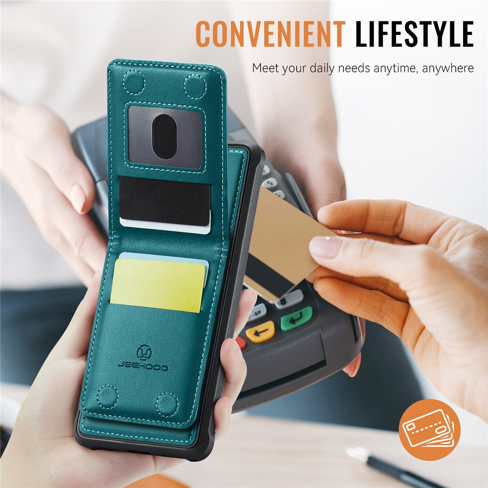 JEEHOOD For Samsung Galaxy S21 4G Leather Back Cover Magnetic Case  J06 Phone Case with Card Bag RFID Blocking