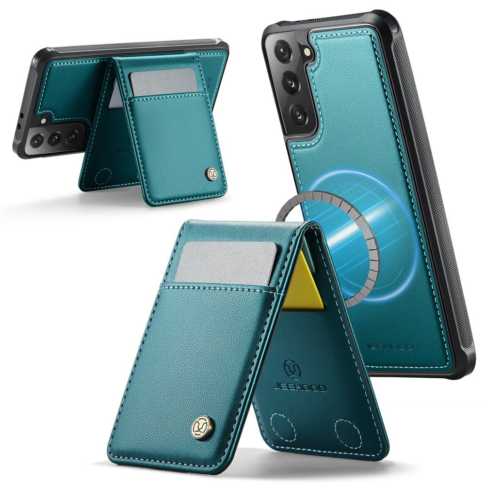 JEEHOOD For Samsung Galaxy S21+ 5G Leather Back Cover Magnetic Case  J06 Phone Case with Card Bag RFID Blocking