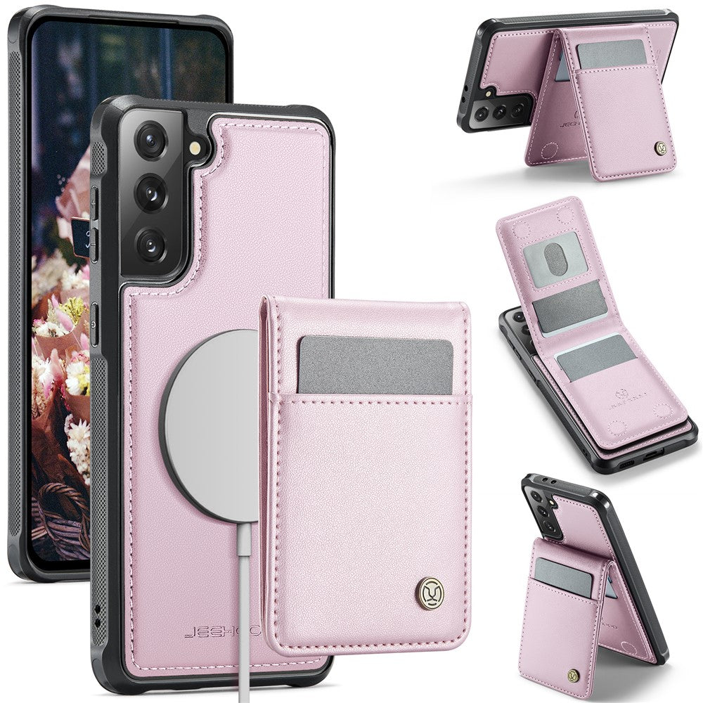 JEEHOOD For Samsung Galaxy S21+ 5G Leather Back Cover Magnetic Case  J06 Phone Case with Card Bag RFID Blocking