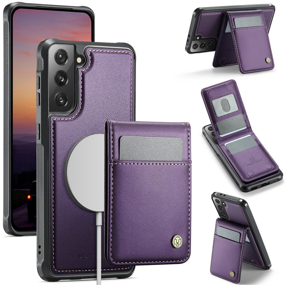 JEEHOOD For Samsung Galaxy S21+ 5G Leather Back Cover Magnetic Case  J06 Phone Case with Card Bag RFID Blocking