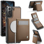 JEEHOOD For Samsung Galaxy S21+ 5G Leather Back Cover Magnetic Case  J06 Phone Case with Card Bag RFID Blocking