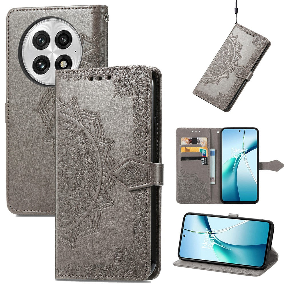Til OnePlus 13 Pung Etui Mandala Blomst Læder Telefoncover Stand