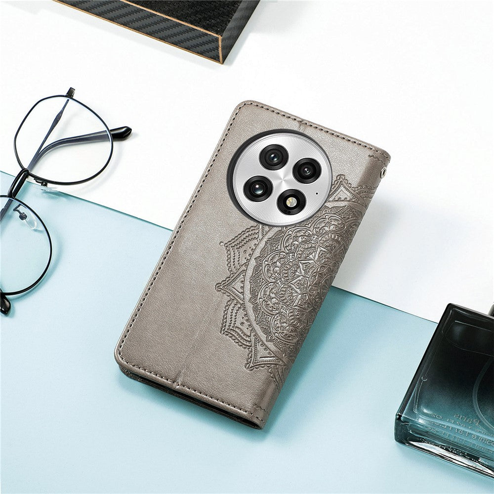 Til OnePlus 13 Pung Etui Mandala Blomst Læder Telefoncover Stand