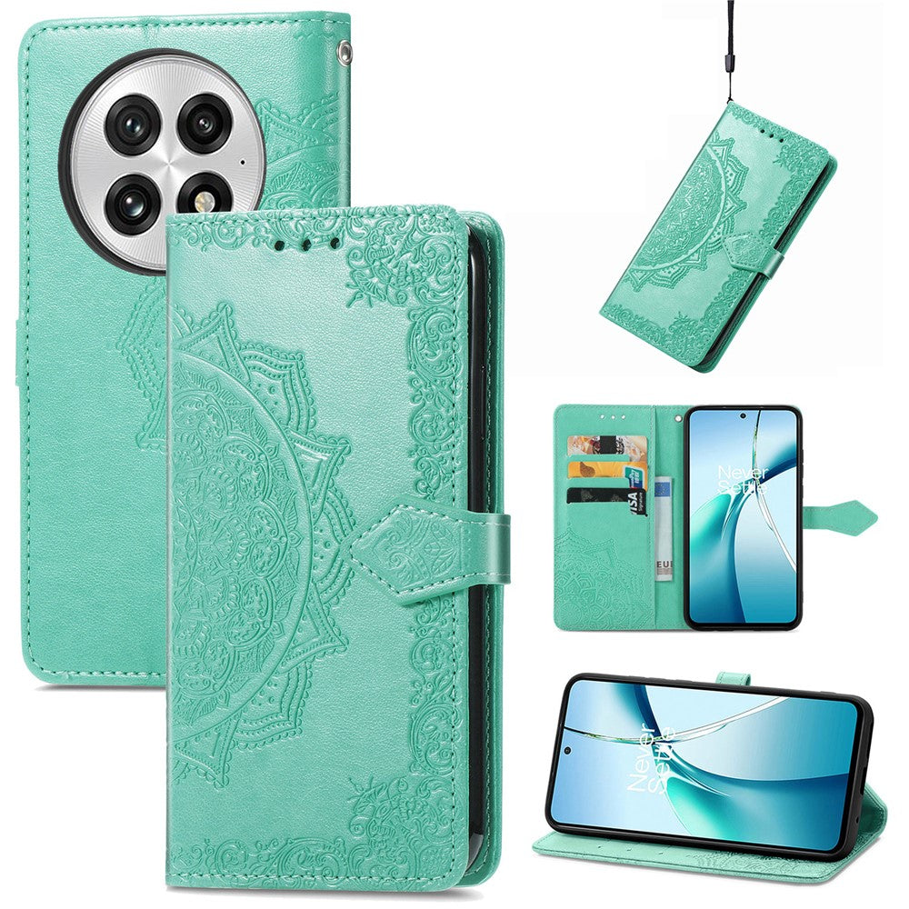 Til OnePlus 13 Pung Etui Mandala Blomst Læder Telefoncover Stand