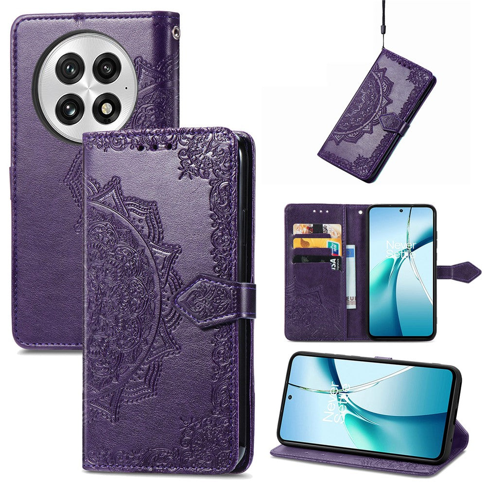 Til OnePlus 13 Pung Etui Mandala Blomst Læder Telefoncover Stand