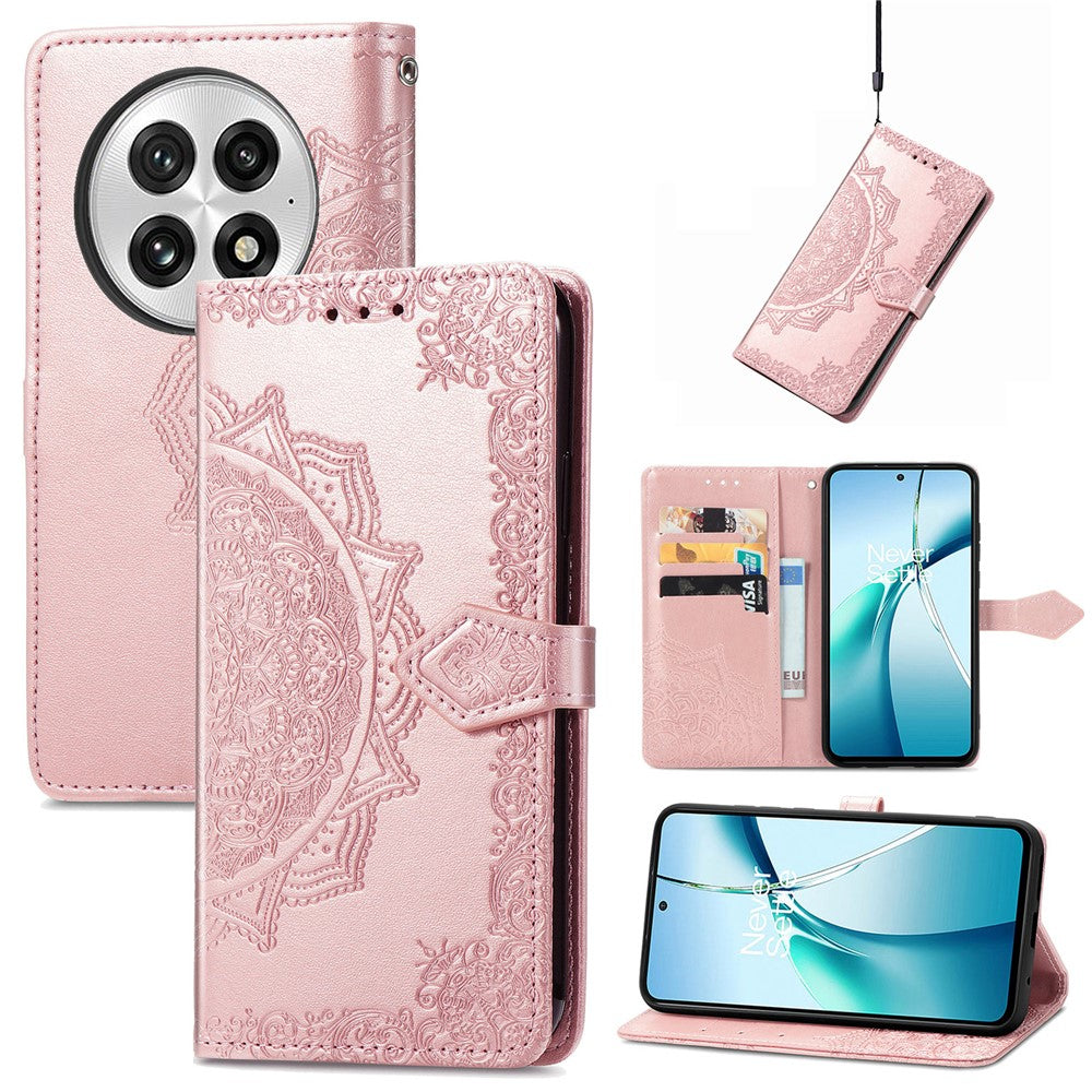 Til OnePlus 13 Pung Etui Mandala Blomst Læder Telefoncover Stand