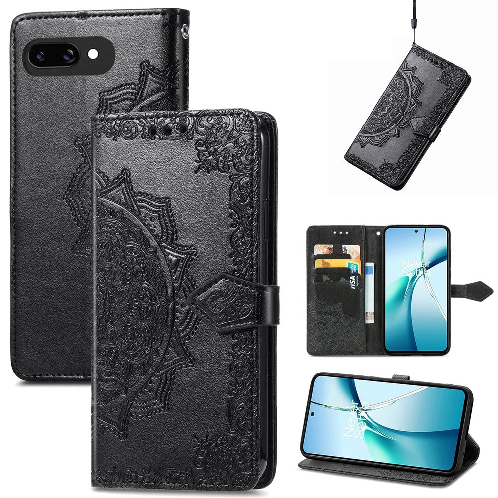 For Google Pixel 9a Wallet Case Mandala Flower Leather Phone Cover Stand