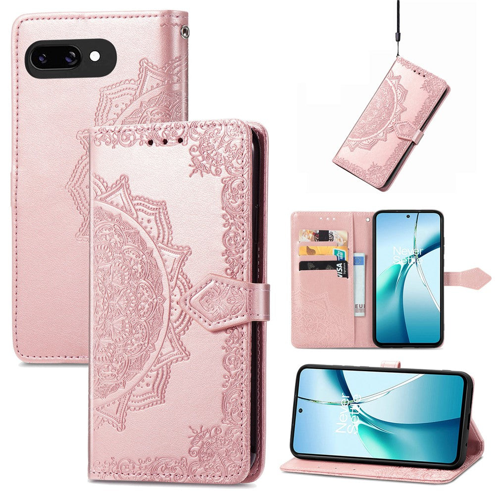 For Google Pixel 9a Wallet Case Mandala Flower Leather Phone Cover Stand