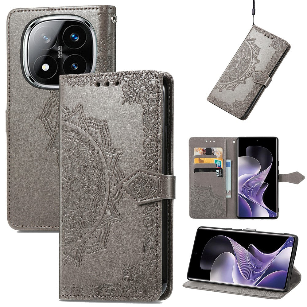 For Xiaomi Redmi Note 14 Pro 4G Wallet Case Mandala Flower Leather Phone Cover Stand