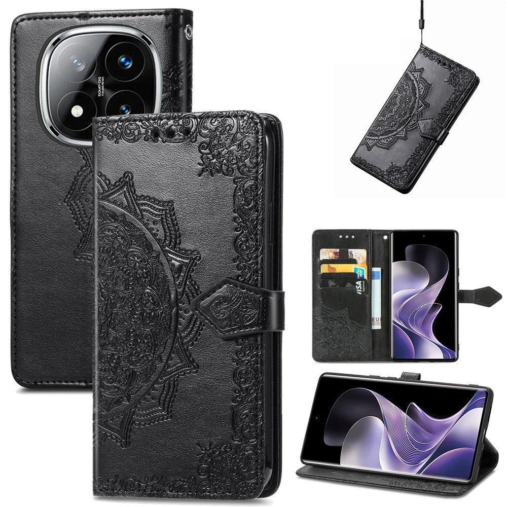 For Xiaomi Redmi Note 14 Pro 5G Wallet Case Mandala Flower Leather Phone Cover Stand