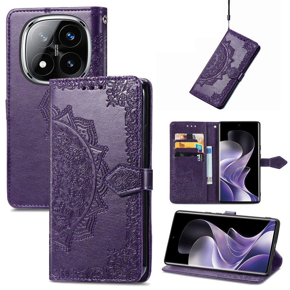 For Xiaomi Redmi Note 14 Pro 5G Wallet Case Mandala Flower Leather Phone Cover Stand
