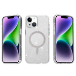 For iPhone 15 Plus / 14 Plus Phone Case Compatible with MagSafe Glitter PC + TPU Hybrid Shockproof Cover