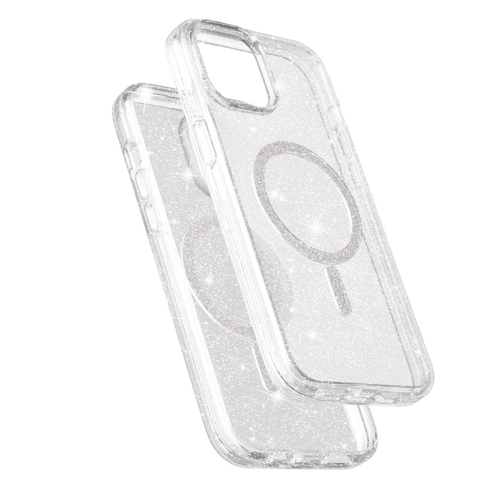 For iPhone 15 Plus / 14 Plus Phone Case Compatible with MagSafe Glitter PC + TPU Hybrid Shockproof Cover