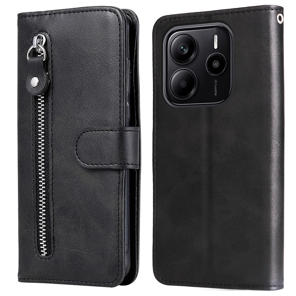 For Xiaomi Redmi Note 14 4G (164.84mm) Case Zipper Wallet Calf Texture PU Leather Phone Cover