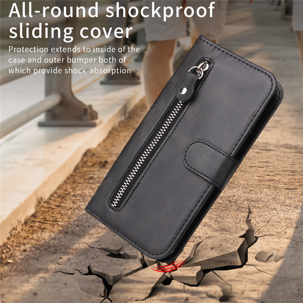For Xiaomi Redmi Note 14 4G (164.84mm) Case Zipper Wallet Calf Texture PU Leather Phone Cover