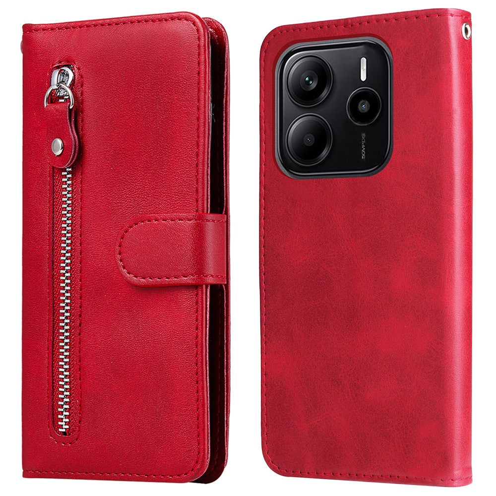 For Xiaomi Redmi Note 14 4G (164.84mm) Case Zipper Wallet Calf Texture PU Leather Phone Cover