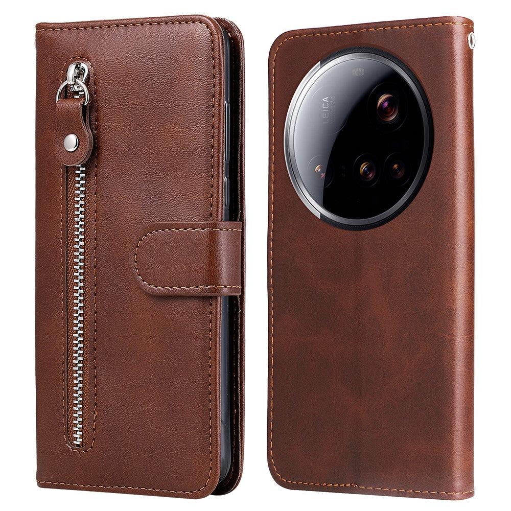 For Xiaomi 15 Ultra Case Zipper Wallet Calf Texture PU Leather Phone Cover