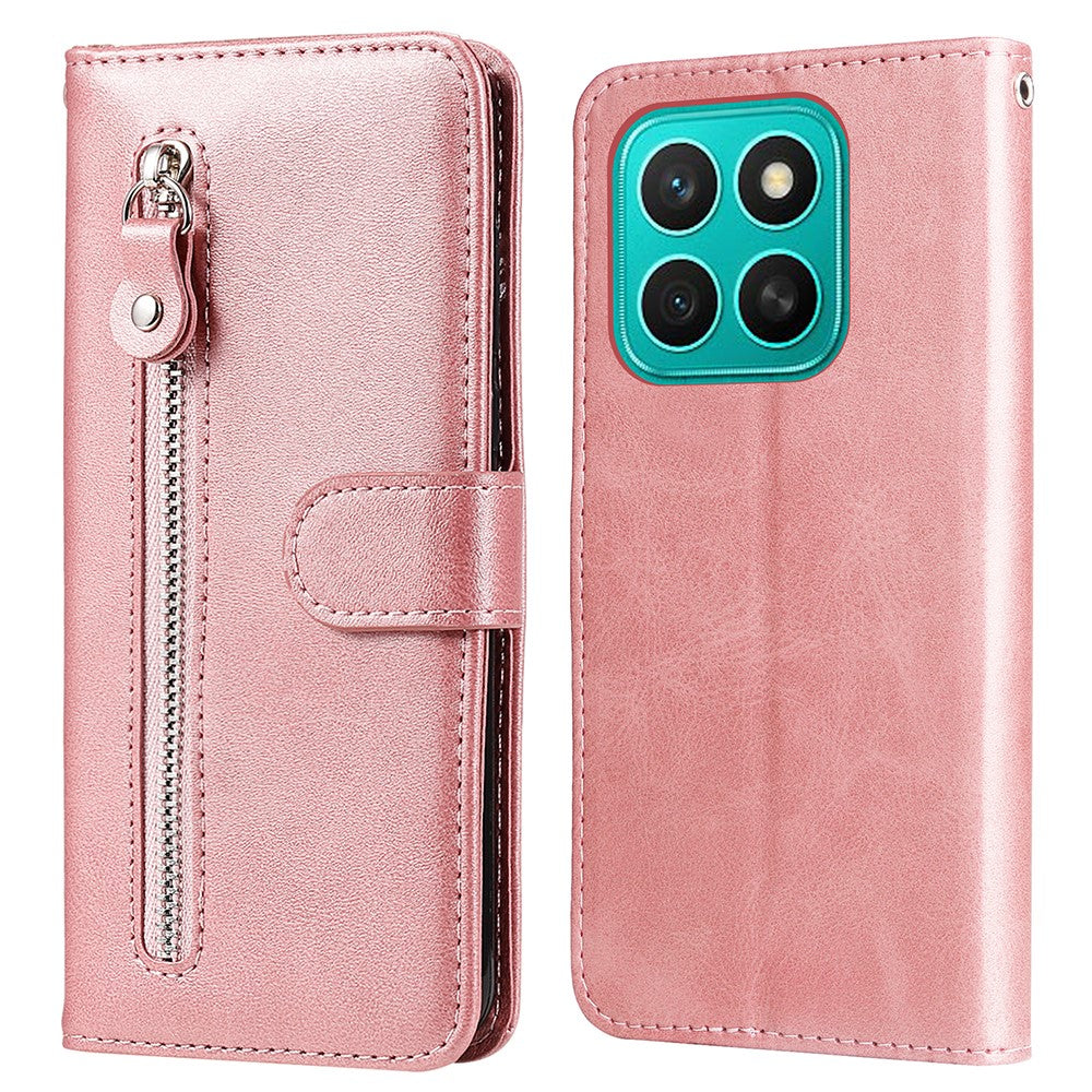 For Honor X8c 4G Case Zipper Wallet Calf Texture PU Leather Phone Cover