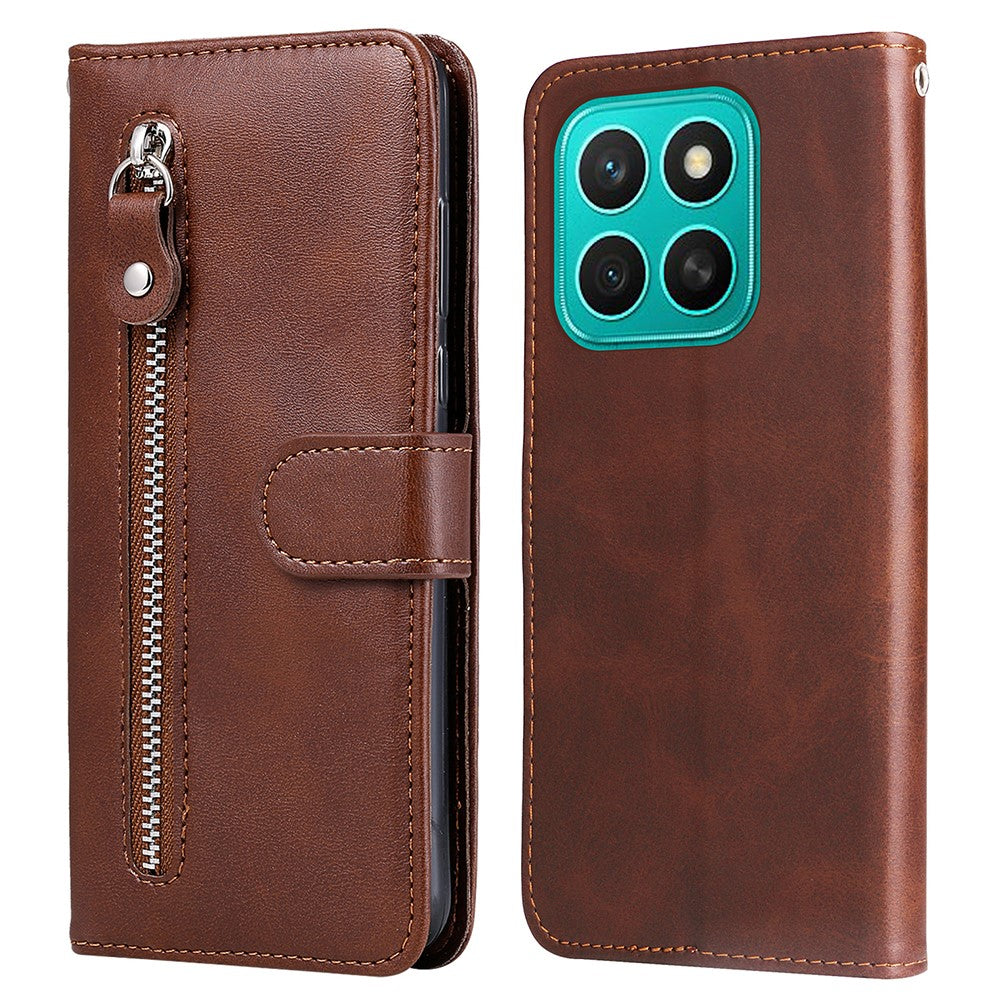 For Honor X8c 4G Case Zipper Wallet Calf Texture PU Leather Phone Cover