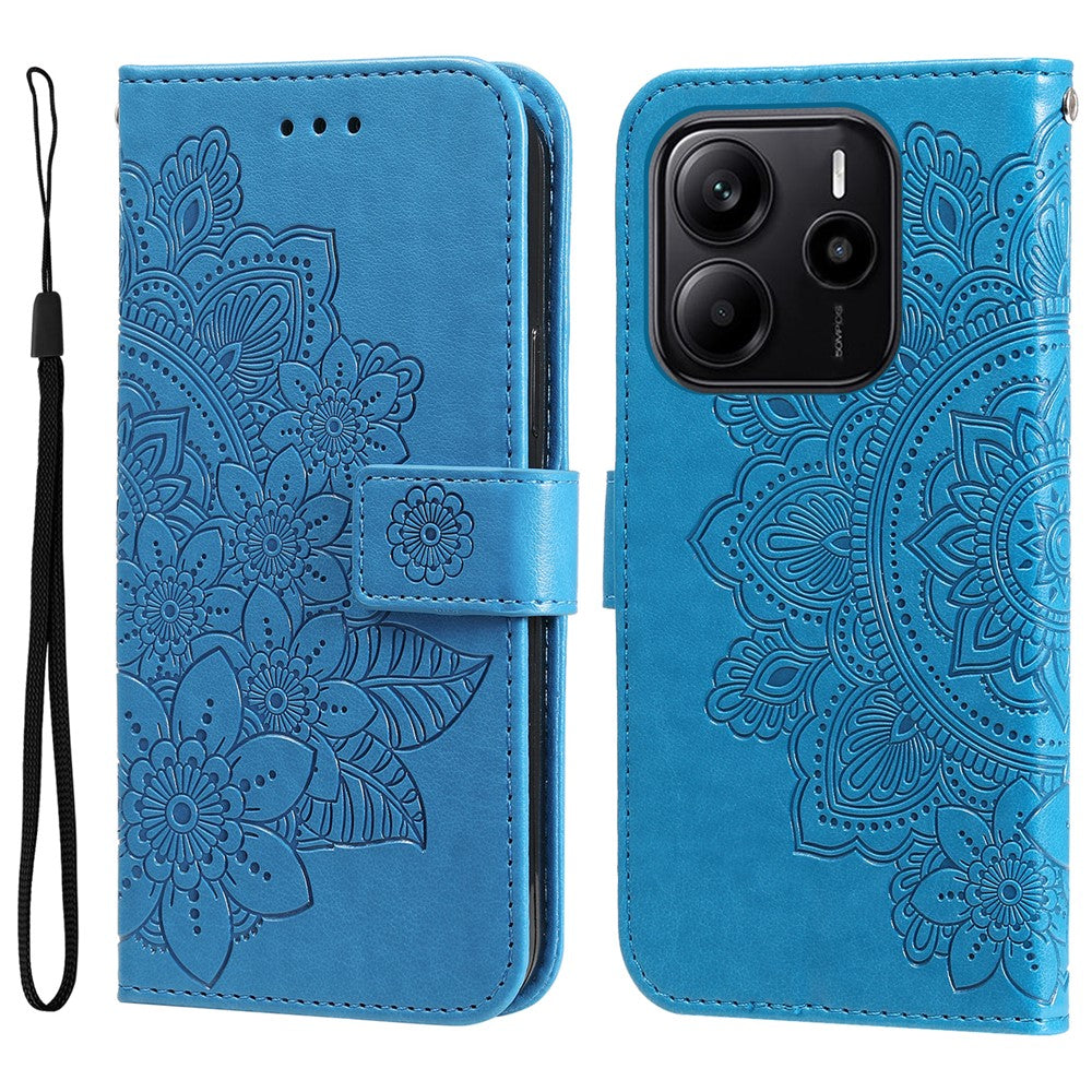 For Xiaomi Redmi Note 14 4G (164.84mm) Case Floral Pattern PU Leather Wallet Stand Phone Cover