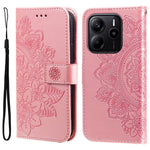 For Xiaomi Redmi Note 14 4G (164.84mm) Case Floral Pattern PU Leather Wallet Stand Phone Cover