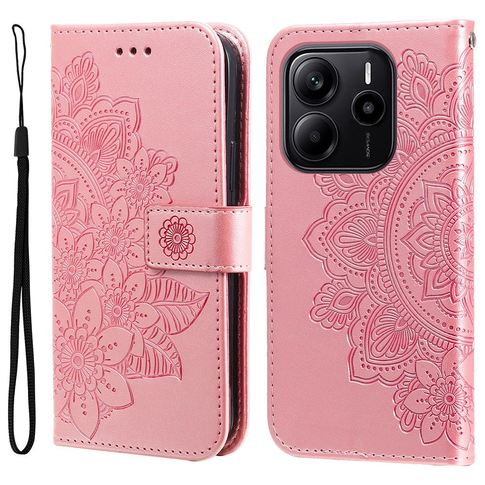 For Xiaomi Redmi Note 14 4G (164.84mm) Case Floral Pattern PU Leather Wallet Stand Phone Cover