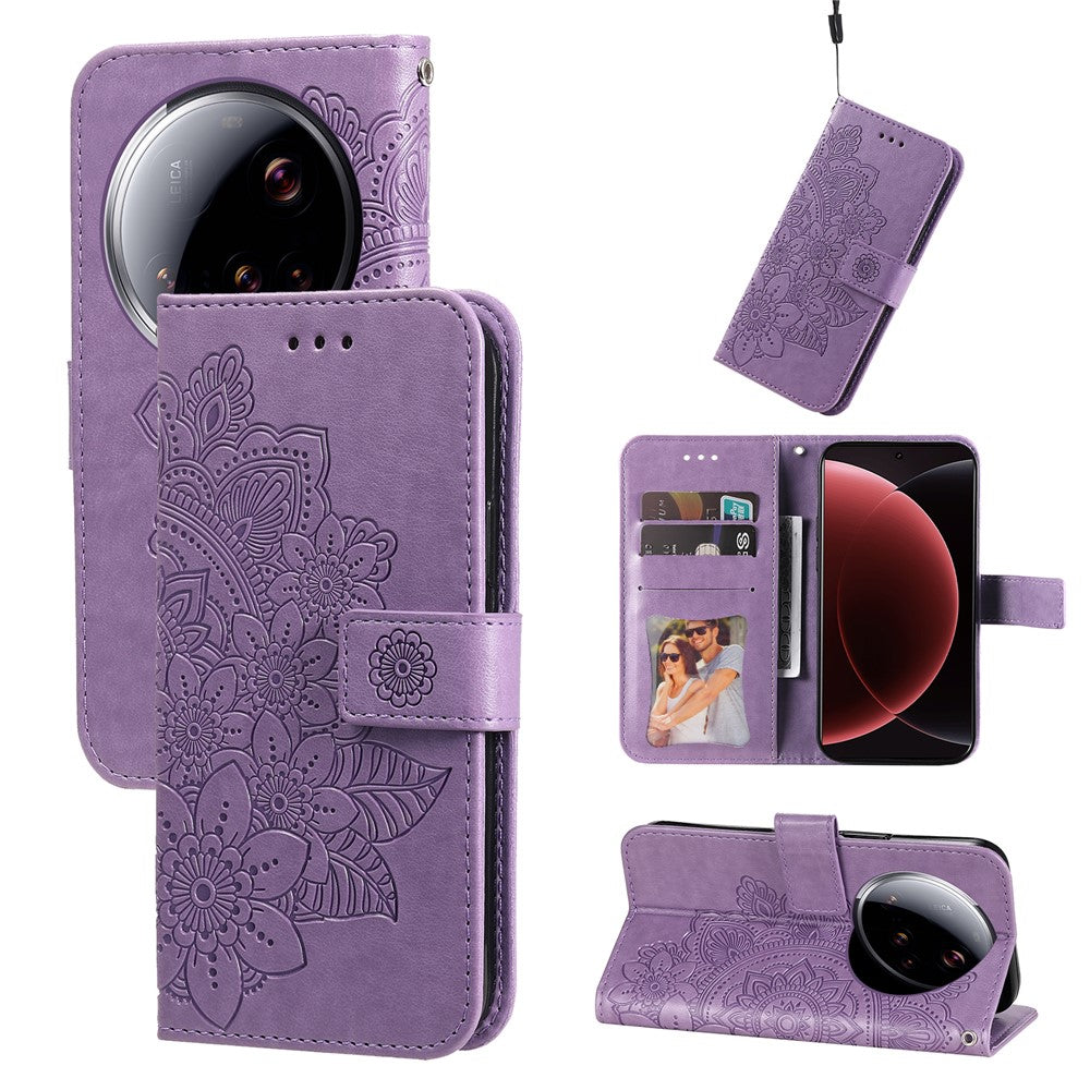 For Xiaomi 15 Ultra Case Floral Pattern PU Leather Wallet Stand Phone Cover
