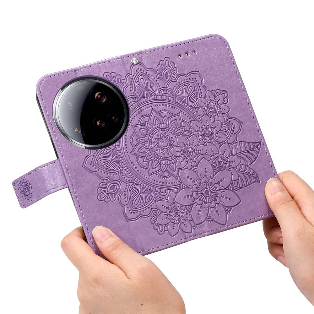 For Xiaomi 15 Ultra Case Floral Pattern PU Leather Wallet Stand Phone Cover