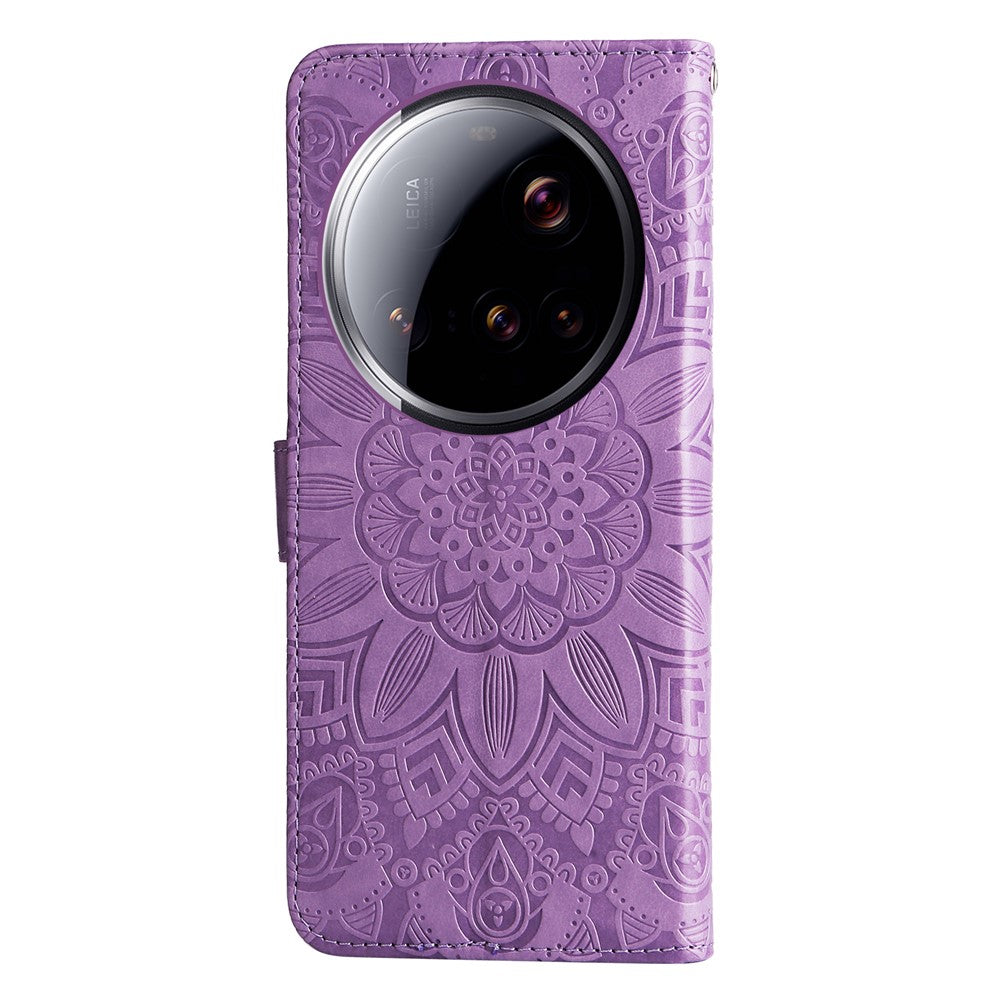 Xiaomi 15 Ultra-skal Sunflower Imprint Läderplånbok mobilskal