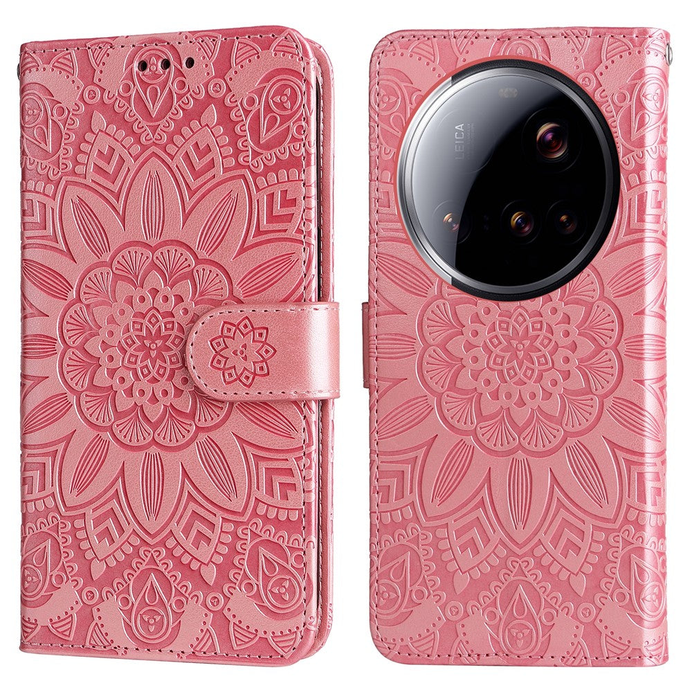 Xiaomi 15 Ultra-skal Sunflower Imprint Läderplånbok mobilskal