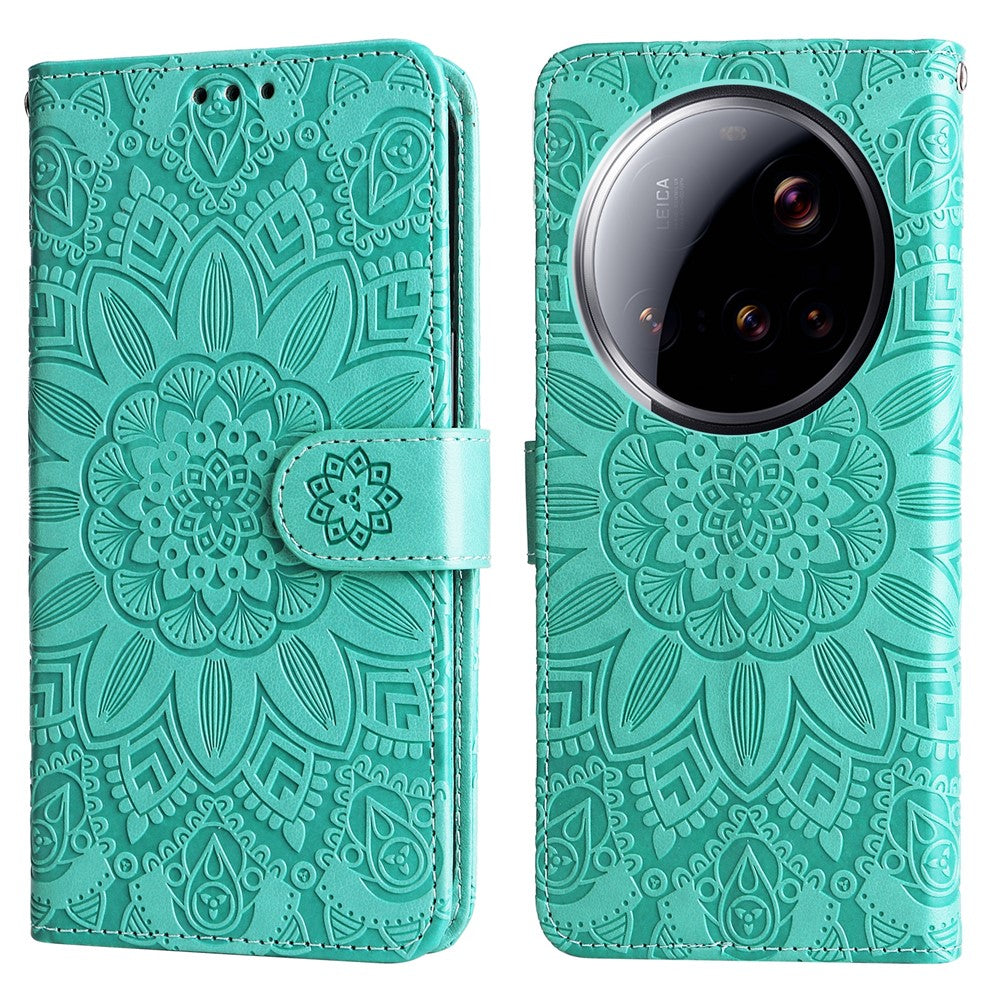 Xiaomi 15 Ultra-skal Sunflower Imprint Läderplånbok mobilskal