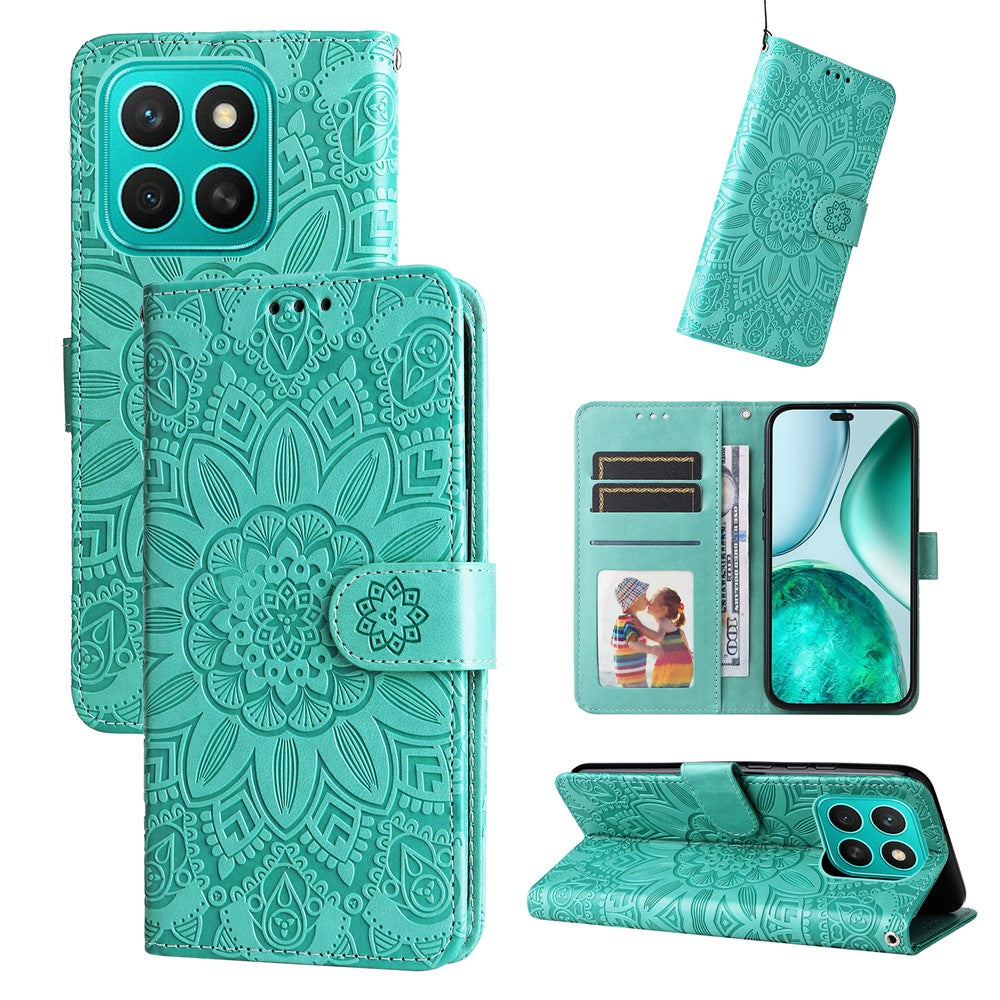 For Honor X8c 4G Case Sunflower Imprint Leather Wallet Phone Cover