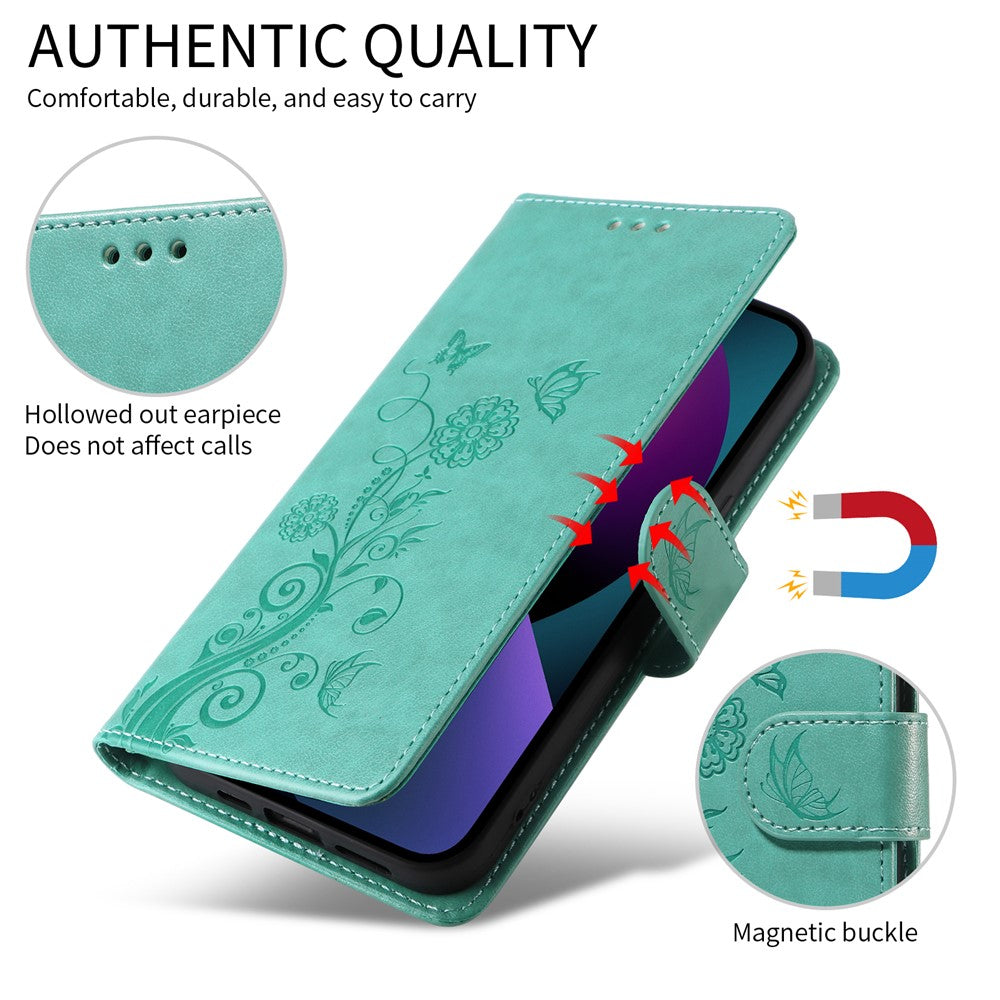 For Honor X8c 4G Case Butterfly Floral Imprint Wallet Stand Leather Phone Cover