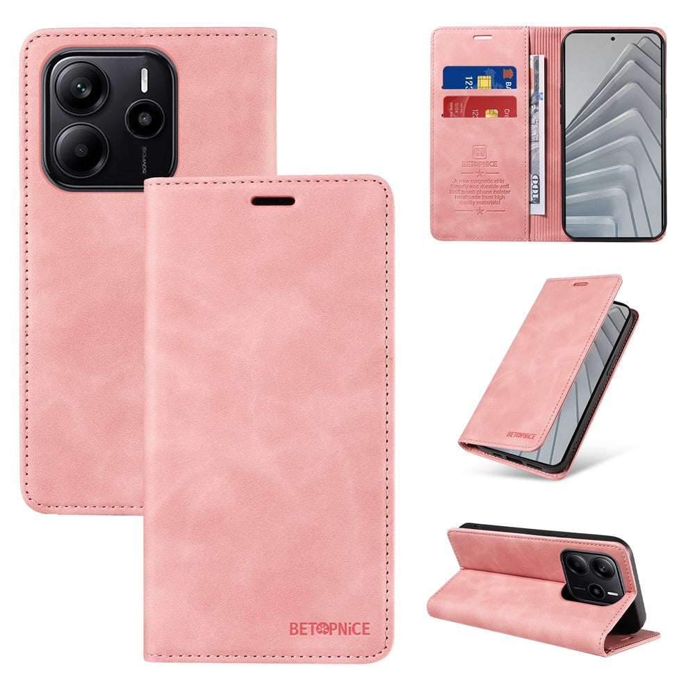 BETOPNICE 003 For Xiaomi Redmi Note 14 4G (164.84mm) Case Magnetic Closure RFID Blocking Wallet Stand Leather Phone Cover