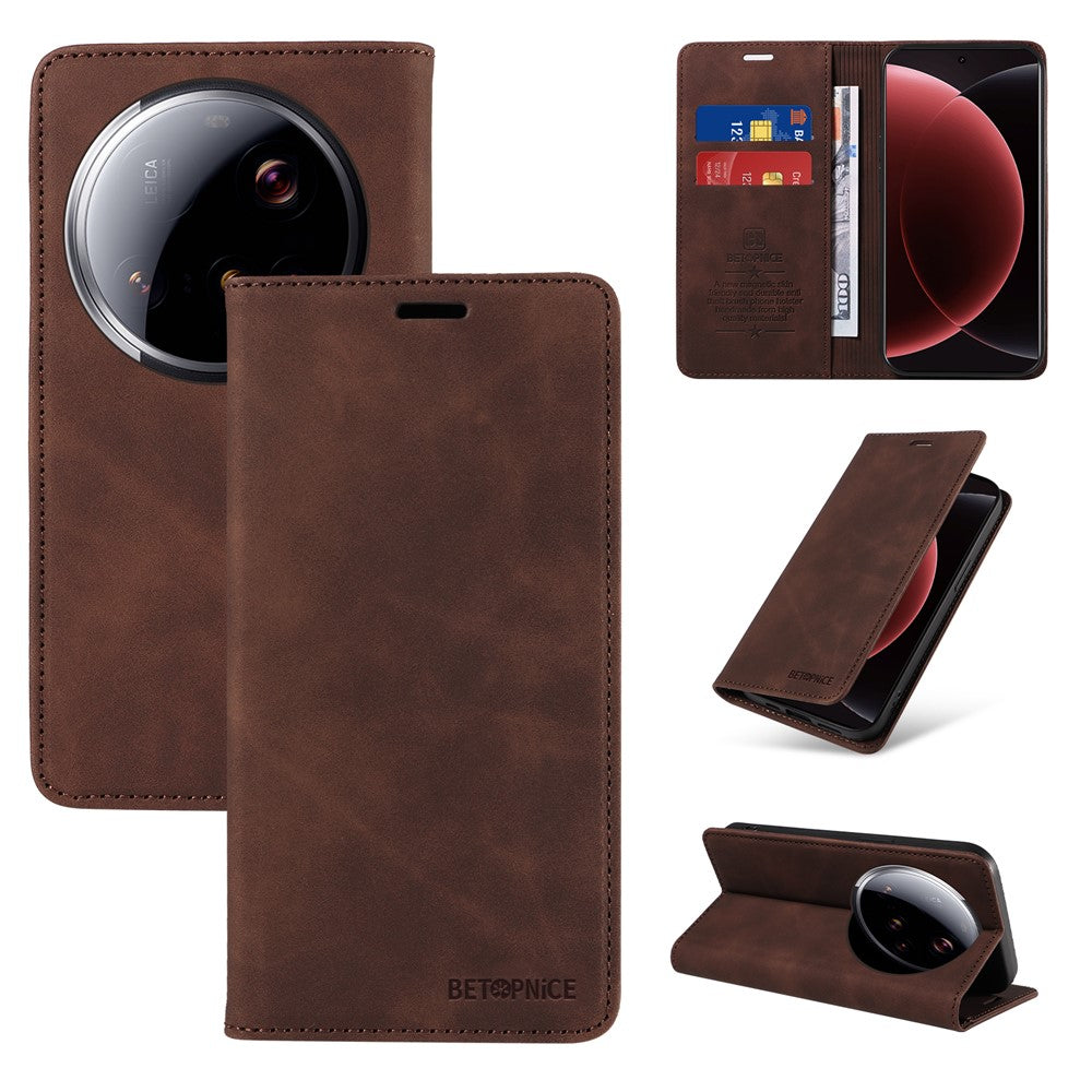 BETOPNICE 003 For Xiaomi 15 Ultra Case Magnetic Closure RFID Blocking Wallet Stand Leather Phone Cover