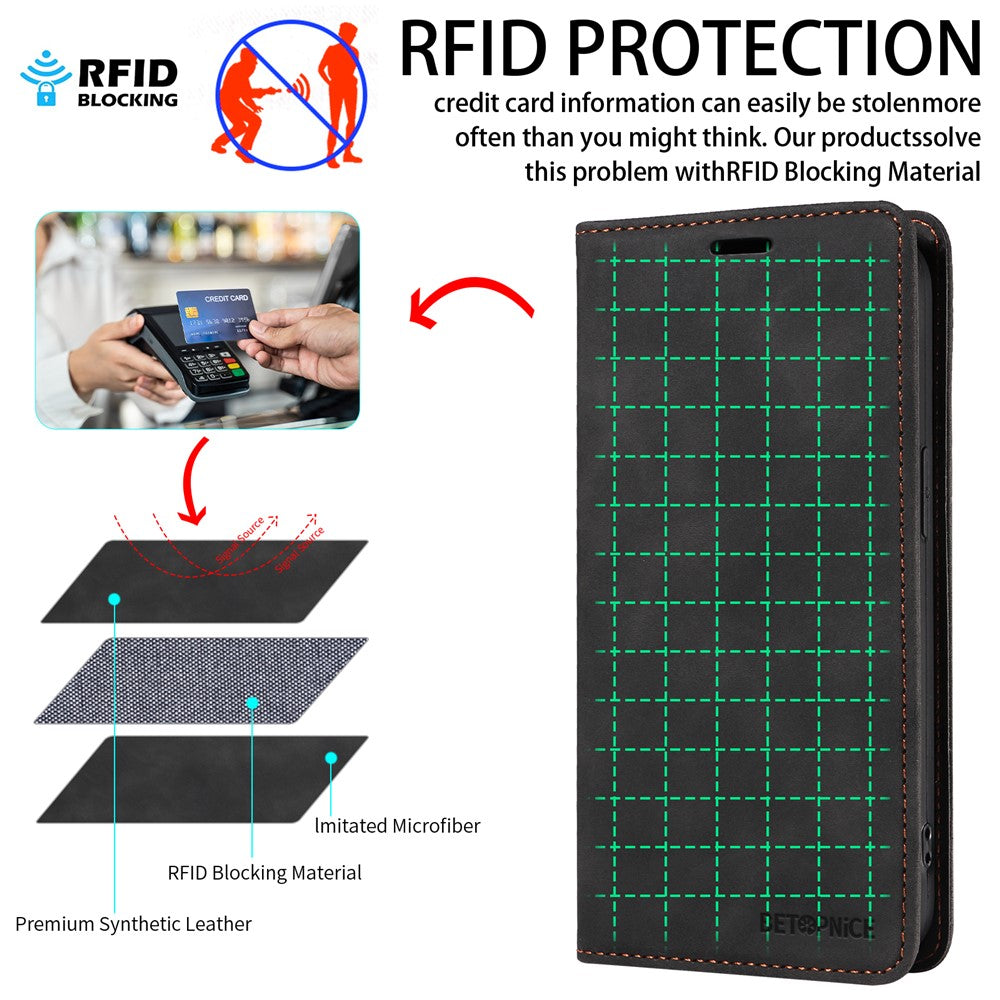 BETOPNICE 003 For Honor X8c 4G Case Magnetic Closure RFID Blocking Wallet Stand Leather Phone Cover