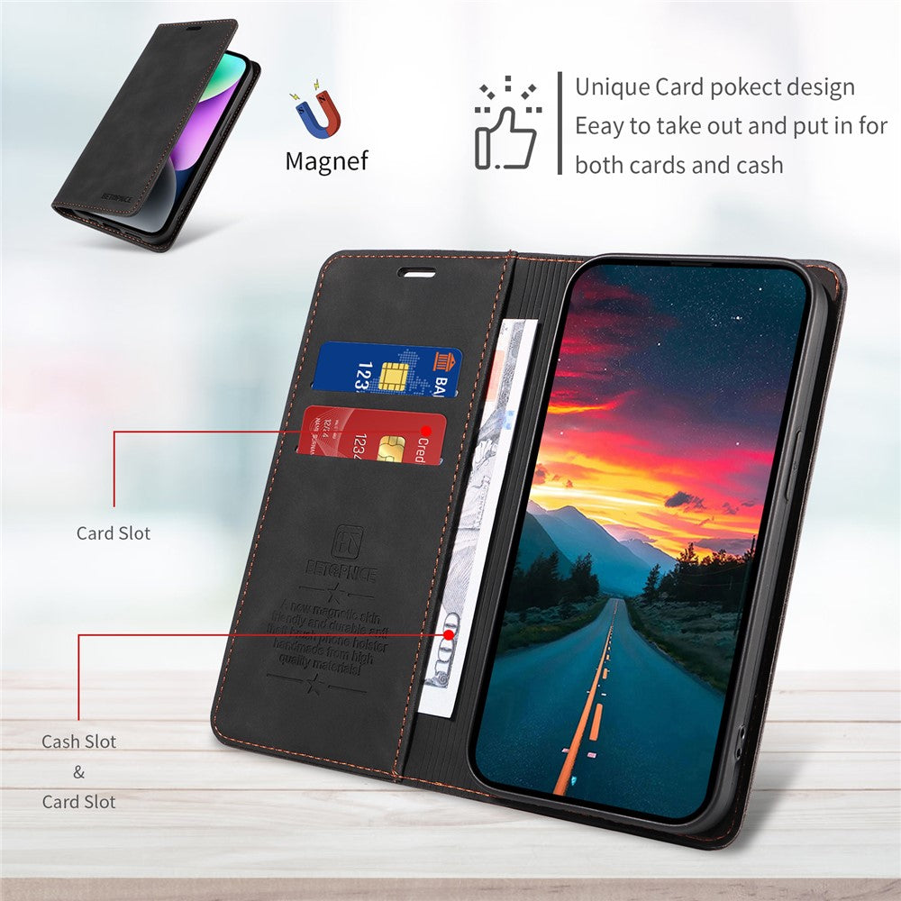 BETOPNICE 003 For Honor X8c 4G Case Magnetic Closure RFID Blocking Wallet Stand Leather Phone Cover