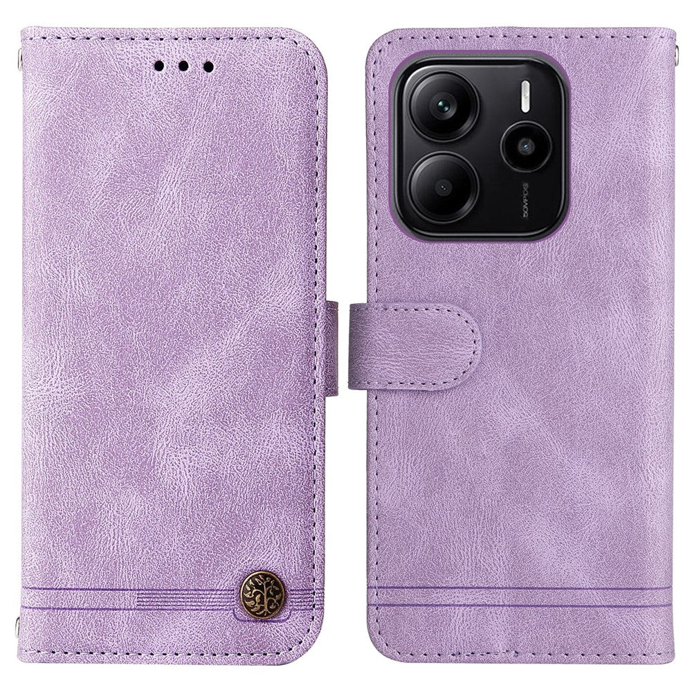 Xiaomi Redmi Note 14 4G (164.84mm) Läderplånboksfodral Skin Touch mobilfodral Stativ med Rem