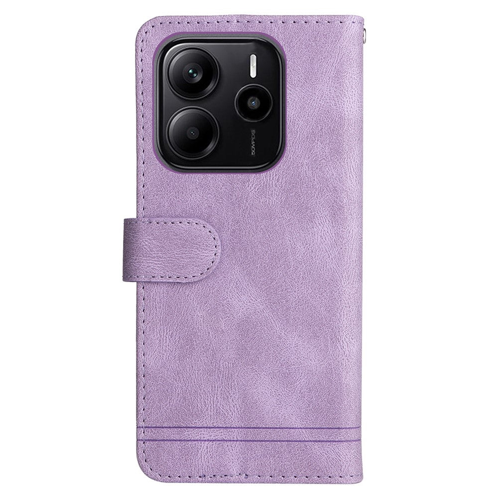 Xiaomi Redmi Note 14 4G (164.84mm) Läderplånboksfodral Skin Touch mobilfodral Stativ med Rem