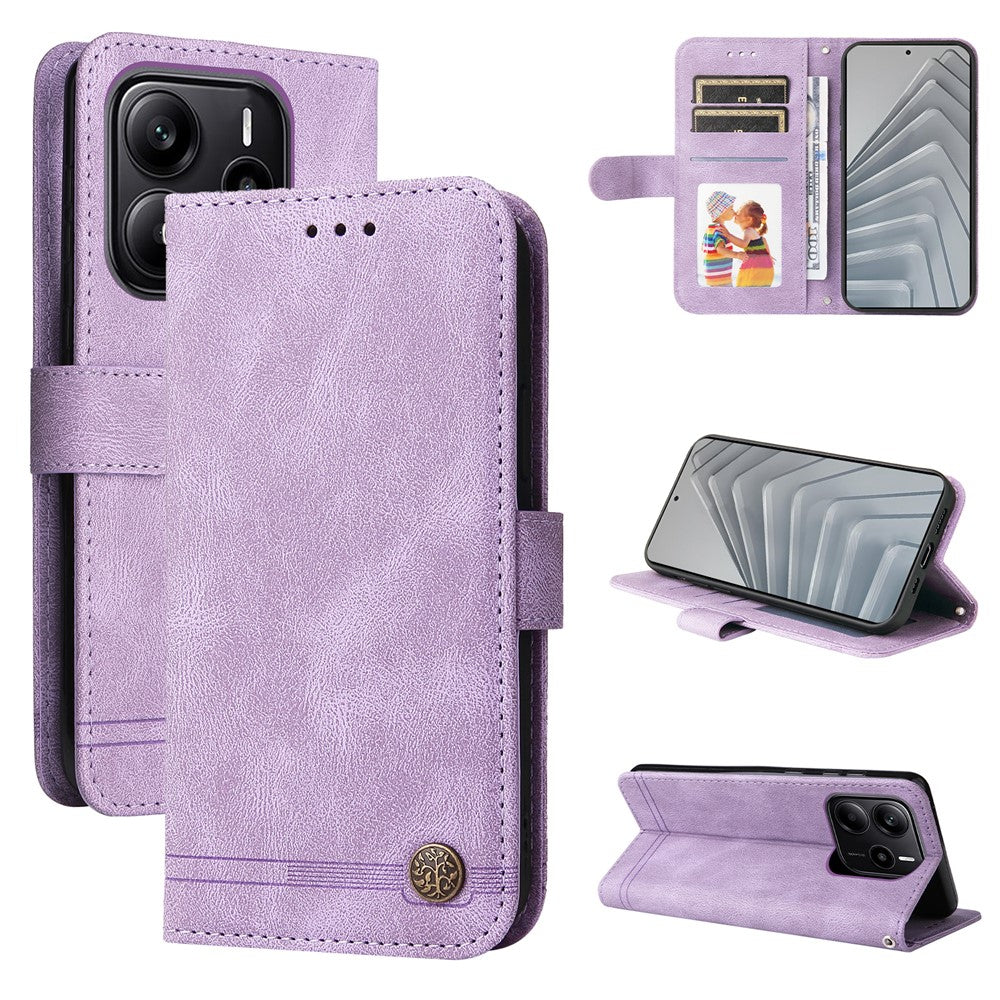 For Xiaomi Redmi Note 14 4G (164.84mm) Leather Wallet Cases Skin Touch Phone Cover Stand with Strap