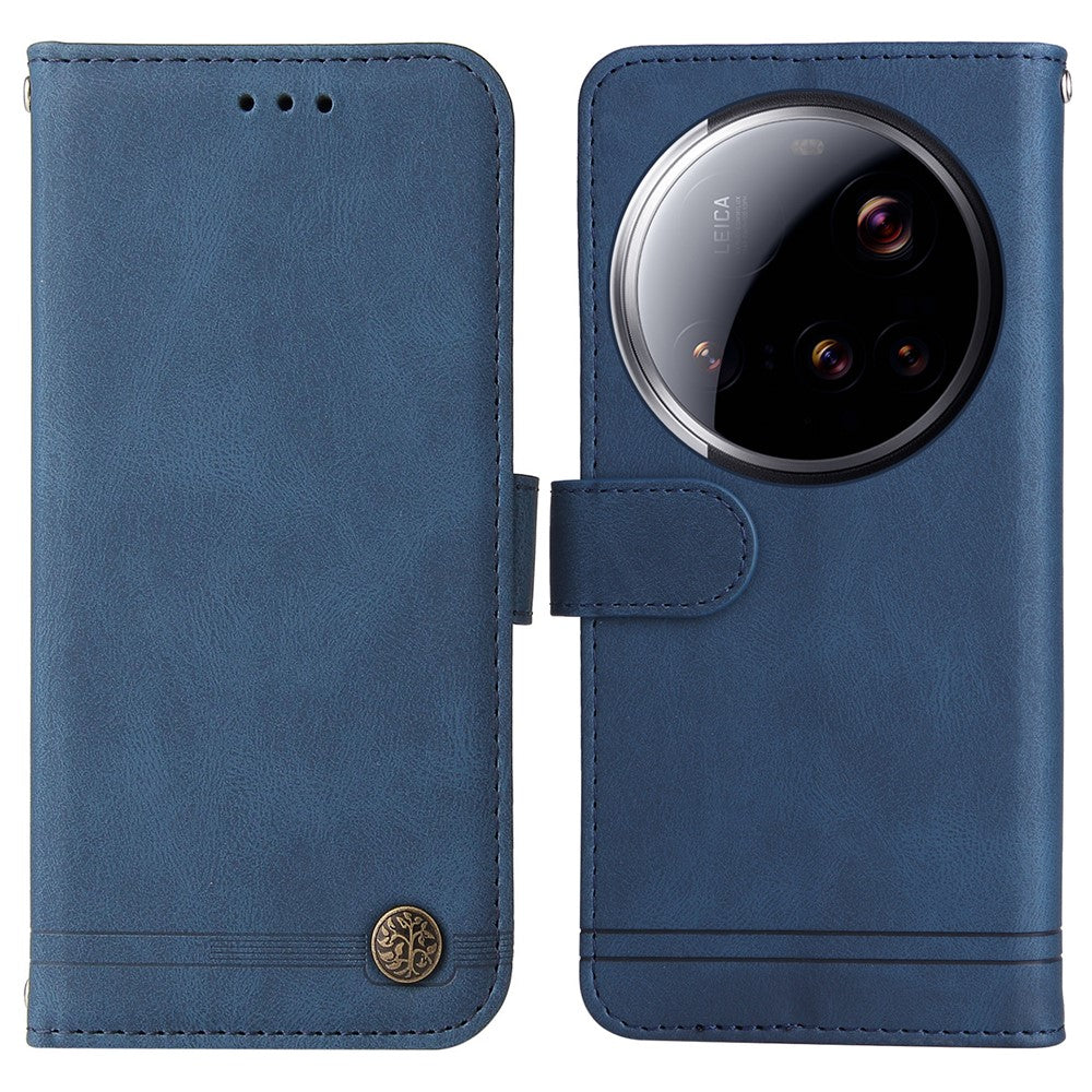 Xiaomi 15 Ultra Läderplånboksfodral Skin Touch mobilfodral Stativ med Rem