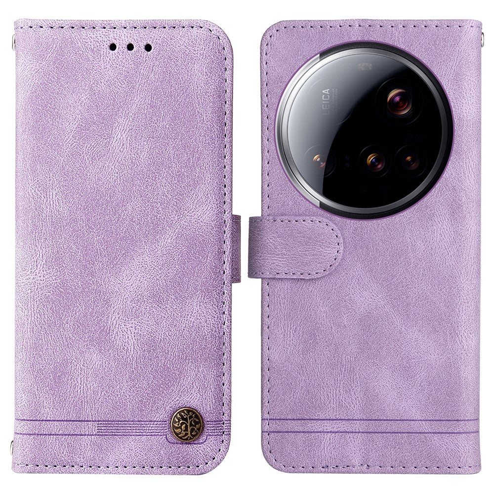 Xiaomi 15 Ultra Läderplånboksfodral Skin Touch mobilfodral Stativ med Rem